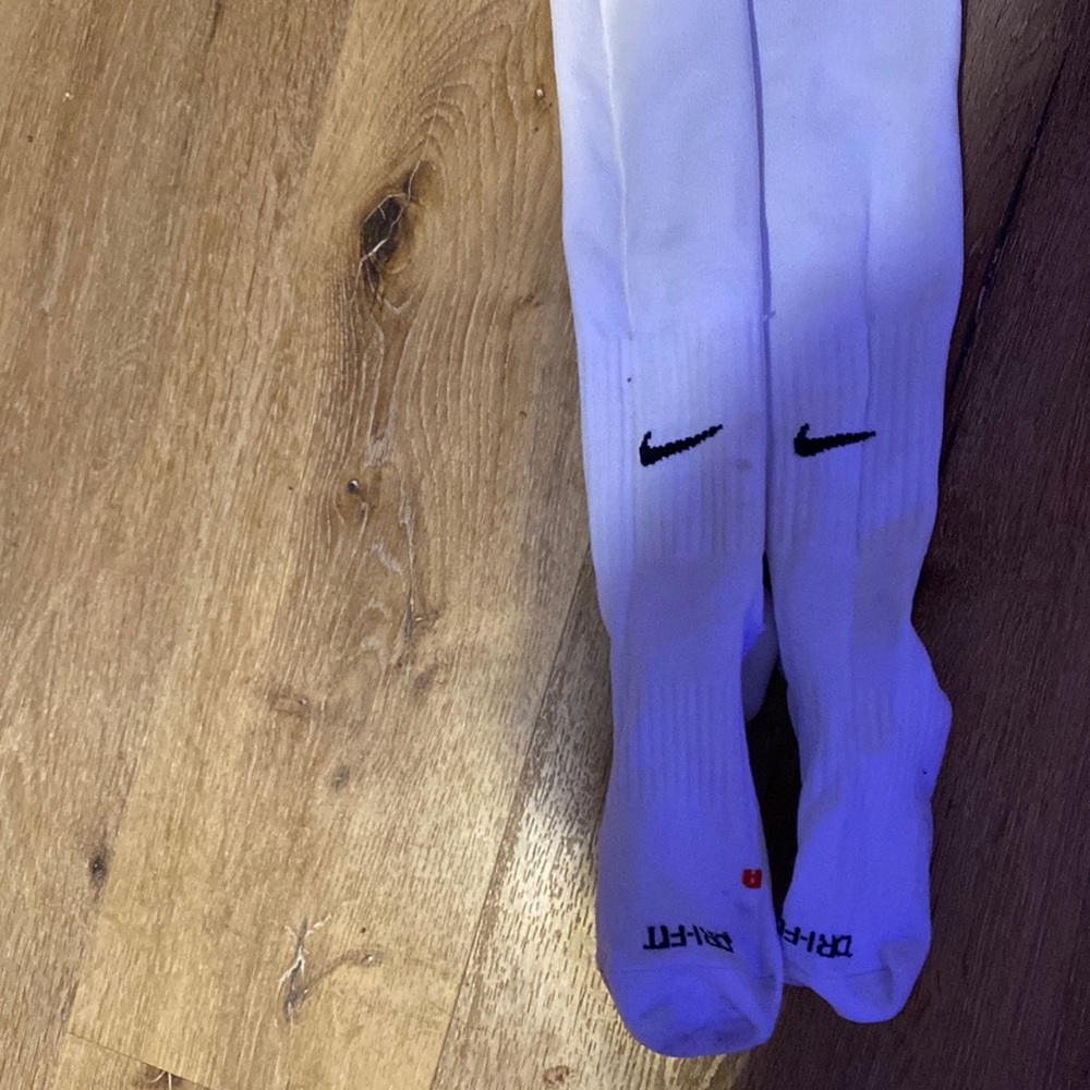 White Nike soccer socks